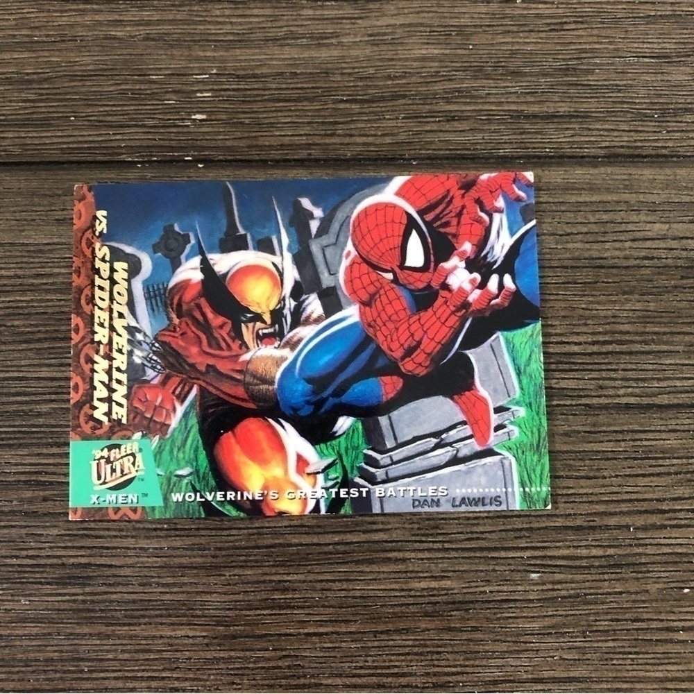 X-men ’94 Fleer Ultra trading card: Wolverine’s Greatest Battles: Vs. Spider-Ma